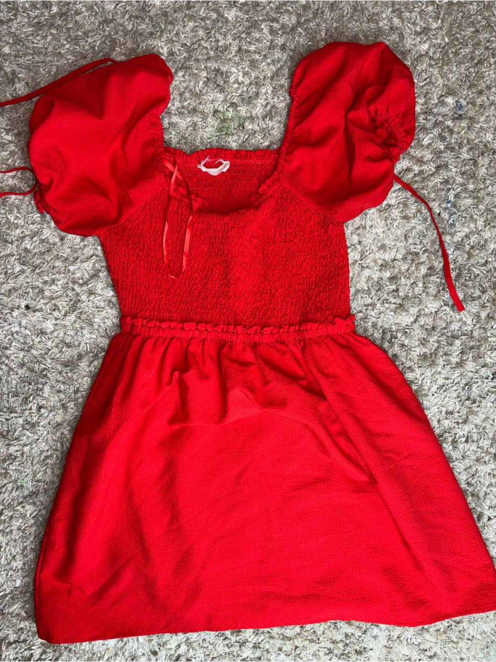 Altar'd State Red Puff-Sleeve Mini Dress